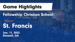 Fellowship Christian School vs St. Francis  Game Highlights - Jan. 11, 2022