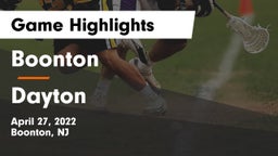 Boonton  vs Dayton  Game Highlights - April 27, 2022