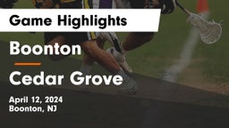 Boonton  vs Cedar Grove  Game Highlights - April 12, 2024