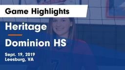 Heritage  vs Dominion HS Game Highlights - Sept. 19, 2019