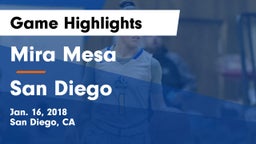 Mira Mesa  vs San Diego  Game Highlights - Jan. 16, 2018