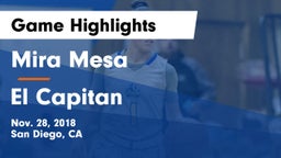 Mira Mesa  vs El Capitan  Game Highlights - Nov. 28, 2018