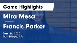 Mira Mesa  vs Francis Parker  Game Highlights - Jan. 11, 2020