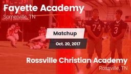Matchup: Fayette Academy vs. Rossville Christian Academy  2017