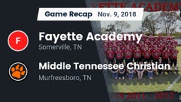 Recap: Fayette Academy  vs. Middle Tennessee Christian 2018