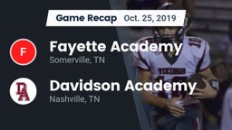 Recap: Fayette Academy  vs. Davidson Academy  2019