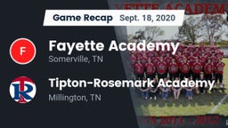 Recap: Fayette Academy  vs. Tipton-Rosemark Academy  2020