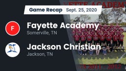 Recap: Fayette Academy  vs. Jackson Christian  2020