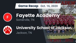 Recap: Fayette Academy  vs. University School of Jackson 2020