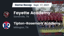 Recap: Fayette Academy  vs. Tipton-Rosemark Academy  2021