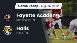 Recap: Fayette Academy  vs. Halls  2022