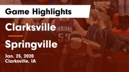 Clarksville  vs Springville  Game Highlights - Jan. 25, 2020