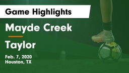 Mayde Creek  vs Taylor  Game Highlights - Feb. 7, 2020