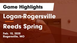 Logan-Rogersville  vs Reeds Spring Game Highlights - Feb. 10, 2020