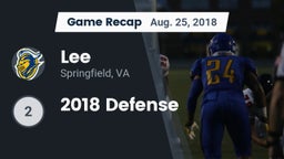 Recap: Lee  vs. 2018 Defense 2018