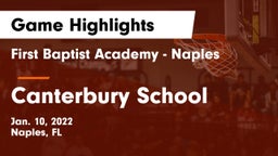 First Baptist Academy - Naples vs Canterbury School Game Highlights - Jan. 10, 2022