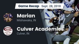 Recap: Marian  vs. Culver Academies 2018