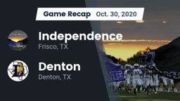 Recap: Independence  vs. Denton  2020