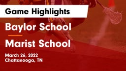 Baylor School vs Marist School Game Highlights - March 26, 2022