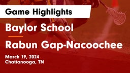 Baylor School vs Rabun Gap-Nacoochee  Game Highlights - March 19, 2024