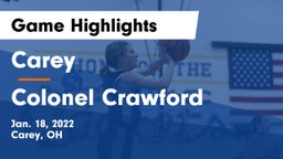 Carey  vs Colonel Crawford  Game Highlights - Jan. 18, 2022