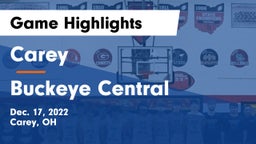 Carey  vs Buckeye Central  Game Highlights - Dec. 17, 2022