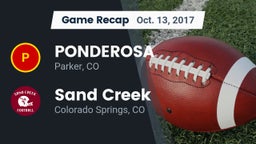 Recap: PONDEROSA  vs. Sand Creek  2017