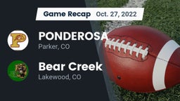 Recap: PONDEROSA  vs. Bear Creek  2022