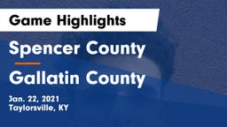 Spencer County  vs Gallatin County  Game Highlights - Jan. 22, 2021