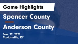 Spencer County  vs Anderson County  Game Highlights - Jan. 29, 2021