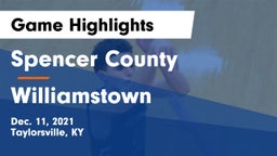 Spencer County  vs Williamstown  Game Highlights - Dec. 11, 2021