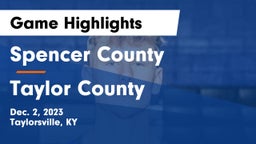 Spencer County  vs Taylor County  Game Highlights - Dec. 2, 2023