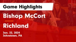 Bishop McCort  vs Richland  Game Highlights - Jan. 22, 2024