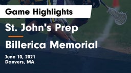 St. John's Prep vs Billerica Memorial  Game Highlights - June 10, 2021