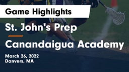 St. John's Prep vs Canandaigua Academy  Game Highlights - March 26, 2022