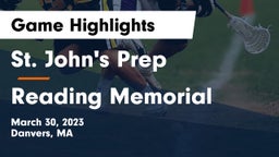 St. John's Prep vs Reading Memorial  Game Highlights - March 30, 2023
