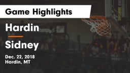 Hardin  vs Sidney  Game Highlights - Dec. 22, 2018