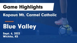 Kapaun Mt. Carmel Catholic  vs Blue Valley  Game Highlights - Sept. 6, 2022