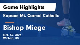 Kapaun Mt. Carmel Catholic  vs Bishop Miege  Game Highlights - Oct. 13, 2022