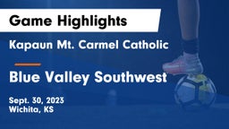 Kapaun Mt. Carmel Catholic  vs Blue Valley Southwest  Game Highlights - Sept. 30, 2023