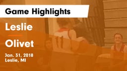 Leslie  vs Olivet  Game Highlights - Jan. 31, 2018