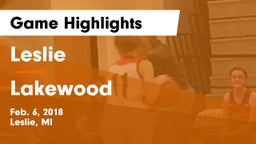 Leslie  vs Lakewood  Game Highlights - Feb. 6, 2018