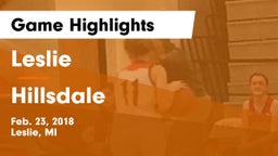 Leslie  vs Hillsdale  Game Highlights - Feb. 23, 2018
