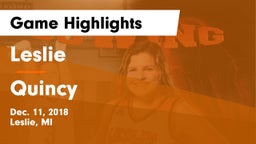 Leslie  vs Quincy  Game Highlights - Dec. 11, 2018