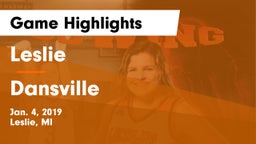 Leslie  vs Dansville  Game Highlights - Jan. 4, 2019