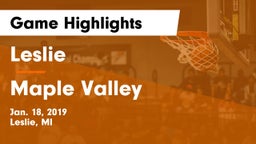 Leslie  vs Maple Valley  Game Highlights - Jan. 18, 2019