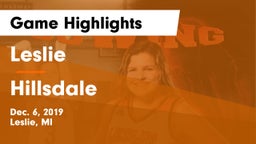 Leslie  vs Hillsdale  Game Highlights - Dec. 6, 2019