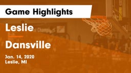 Leslie  vs Dansville  Game Highlights - Jan. 14, 2020