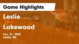 Leslie  vs Lakewood  Game Highlights - Jan. 21, 2020