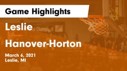 Leslie  vs Hanover-Horton  Game Highlights - March 6, 2021